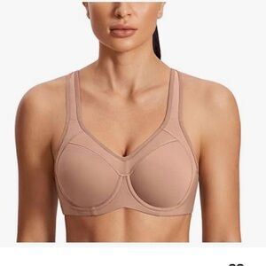 SYROKAN High Impact Removable Pads Sports Bra Underwire Full Coverage 38C